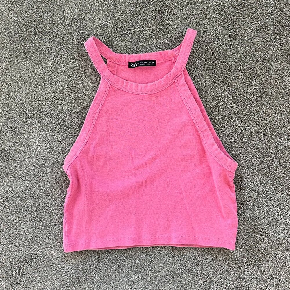 Zara Halter Pink Crop Top